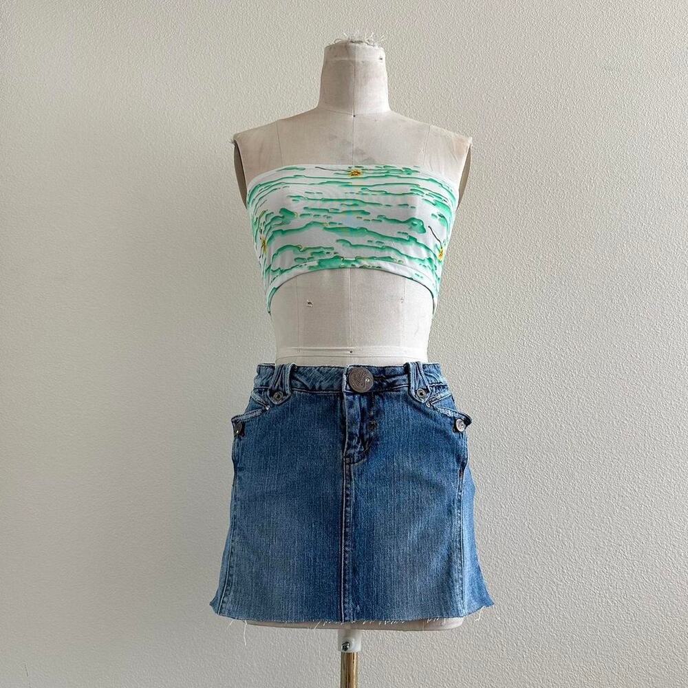 handmade green white spring retro abstract bandeau